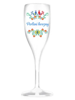 Personalizovaná nerozbitná prosecco sklenice s folklórním vzorem