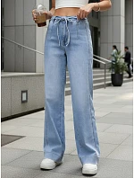 Dámské džíny s vysokým pasem a širokými nohavicemi modré FashionStreet UY2941