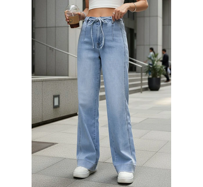 Dámské džíny s vysokým pasem a širokými nohavicemi modré FashionStreet UY2941
