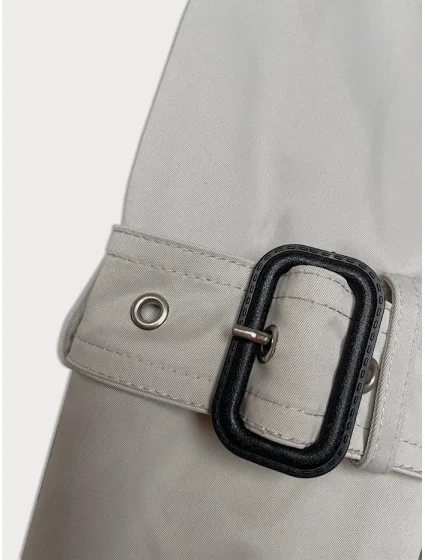 Světle béžový klasický kabát v délce do stehen model 19732129 - HONEY WINTER