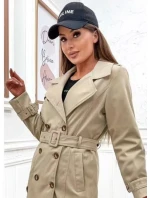 Płaszcz damski typu trencz z paskiem Goodlookin jasny beżowy (KK60417-3#)