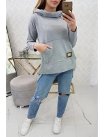 Mikina s kapucí s dlouhými zády šedá