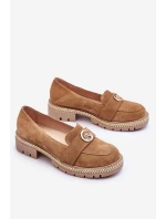 Elegantní mokasíny tmavě béžové semišové model 21613258 - Boto