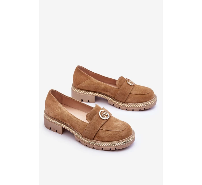 Elegantní mokasíny tmavě béžové semišové model 21613258 - Boto