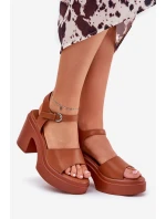 Dámské Sandály Na Podpatku A Platformě Z Eko Kůže Camel model 21687160 - Boto Dámské Sandály Na Podpatku A Platformě Z Eko Kůže Camel model 21687160 - Boto