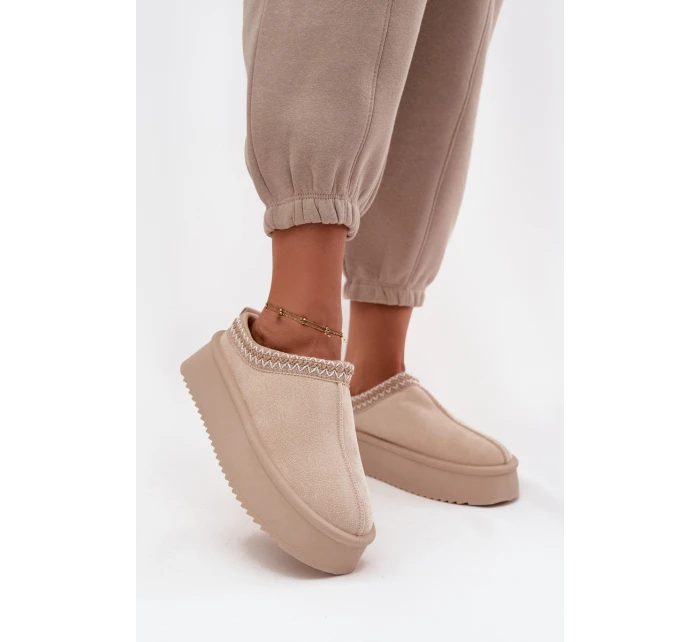 Dámské sněhule s výšivkou světle béžové model 21714839 - Boto