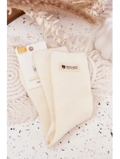 Teplé Vlněné Dámské Ponožky S Vyšívkou Ecru