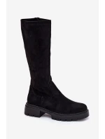 Dámské kozačky z eko semiše černé model 21821828 - Boto Dámské kozačky z eko semiše černé model 21821828 - Boto