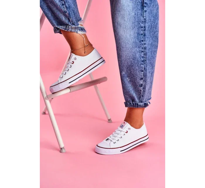 Dámské Klasické Tenisky Bílé S červeným Lemováním Ecoma