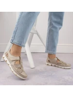 Rieker W RKR651 béžové kožené polobotky s háčkem a smyčkou