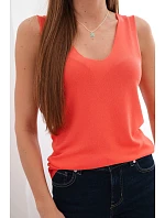 Dámská viskózová halenka bez rukávů s výstřihem do V malinová