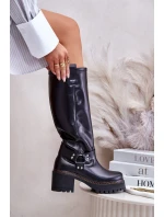 Kožené dámské holínky nad kolena černé Lewski model 21672823 - Boto