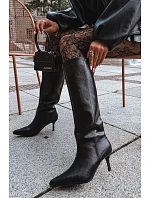Kožené kozačky na podpatku s podšívkou Big Star model 22386459 Černé - Big Star Shoes Kožené kozačky na podpatku s podšívkou Big Star model 22386459 Černé - Big Star Shoes