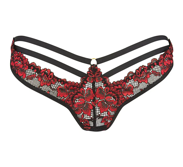 Extravagantní tanga V-10038 černá/červená - Axami