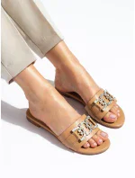 Zajímavé hnědé nazouváky dámské bez podpatku Zajímavé hnědé nazouváky dámské bez podpatku