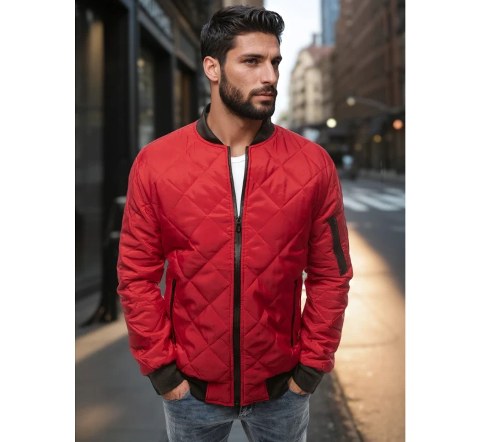 Pánská prošívaná bunda bomber červená TX2210 Pánská prošívaná bunda bomber červená TX2210