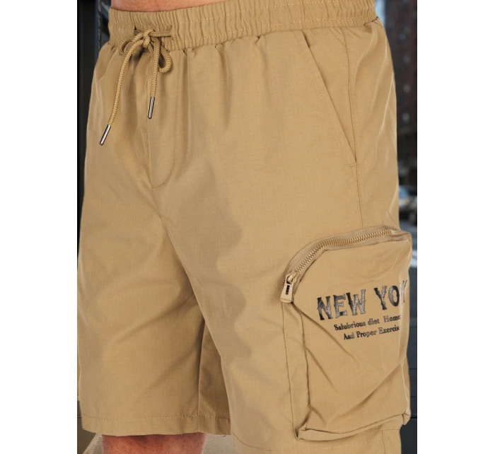 Pánské látkové bojové šortky khaki Dstreet SX2511