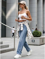 Jeansy damskie niebieskie z paskiem model 22102013 - FashionStreet