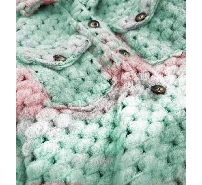 Růžovo-mátová dámská košilová bunda se stojáčkem (1132)