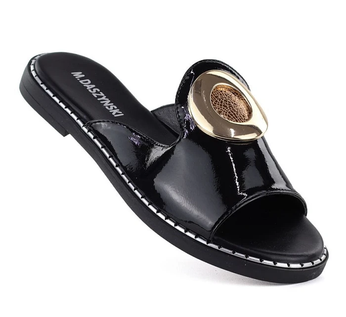 Dámské černé lakované žabky s ozdobou M.Daszynski model 22072506