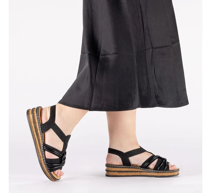 Dámské sandály s podrážkou černé model 22097417 - Rieker Dámské sandály s podrážkou černé model 22097417 - Rieker