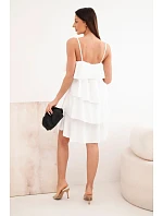 Dámské mini šaty na ramínka s volány ecru Dámské mini šaty na ramínka s volány ecru