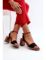 Dámské sandály na podpatku z ekologického semiše černé Ronvia Dámské sandály na podpatku z ekologického semiše černé Ronvia