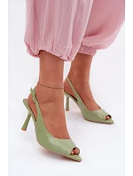 Dámské sandály na podpatku Zelené model 22091994 - Boto Dámské sandály na podpatku Zelené model 22091994 - Boto