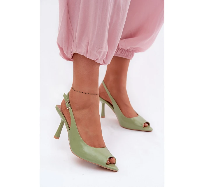 Dámské sandály na podpatku Zelené model 22091994 - Boto Dámské sandály na podpatku Zelené model 22091994 - Boto