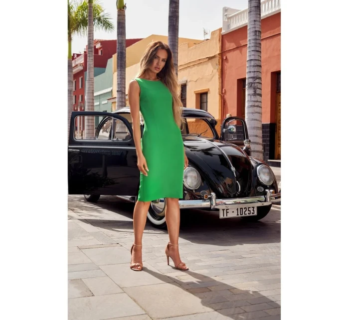 M667 Šaty Shaeth s ozdobným řetízkem na zádech - zelené