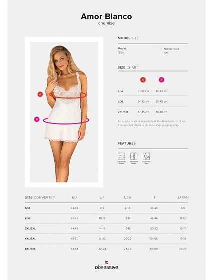 Svůdná košilka chemise model 17537420 - Obsessive Svůdná košilka chemise model 17537420 - Obsessive
