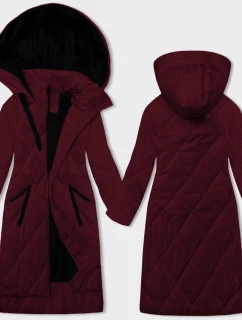 Dlouhá dámská zimní bunda ve vínové bordó barvě model 21469323 - J.STYLE