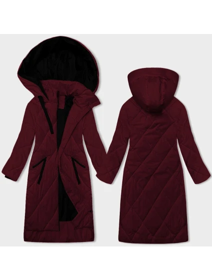 Dlouhá dámská zimní bunda ve vínové bordó barvě model 21469323 - J.STYLE