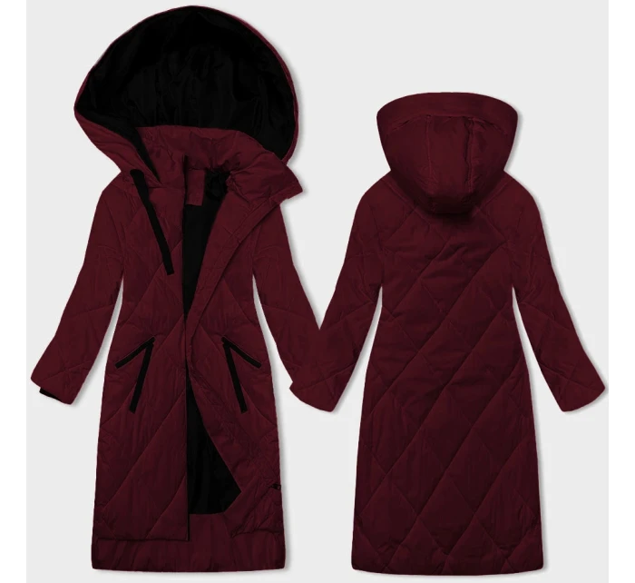 Dlouhá dámská zimní bunda ve vínové bordó barvě model 21469323 - J.STYLE