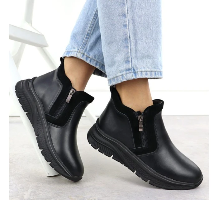 Dámské kožené zateplené boty na zip černé Filippo 7292 Dámské kožené zateplené boty na zip černé Filippo 7292
