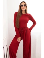 Dámský viskózový komplet s halenkou a širokými kalhotami bordový Dámský viskózový komplet s halenkou a širokými kalhotami bordový