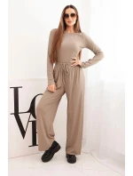 Dámský viskózový komplet s blůzou a širokými kalhotami fango Dámský viskózový komplet s blůzou a širokými kalhotami fango