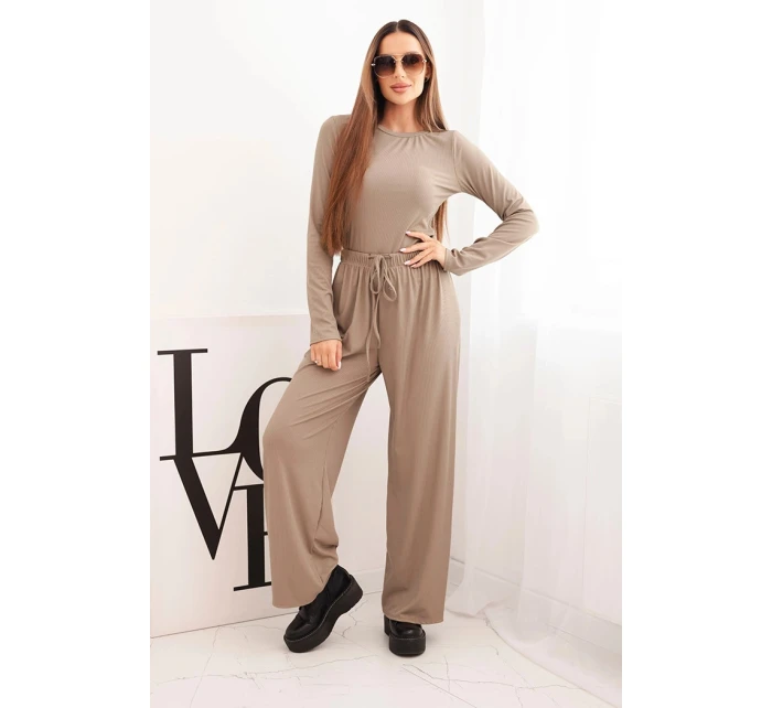 Dámský viskózový komplet s blůzou a širokými kalhotami fango Dámský viskózový komplet s blůzou a širokými kalhotami fango