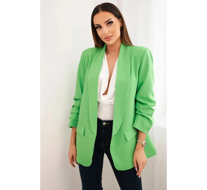 Sako s klopami elegantní zelená neon Sako s klopami elegantní zelená neon