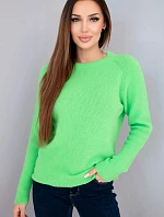 Dámský svetr z baby alpaky s dlouhým rukávem neonově zelený