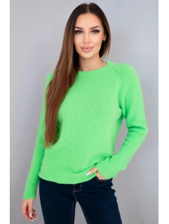 Dámský svetr z baby alpaky s dlouhým rukávem neonově zelený