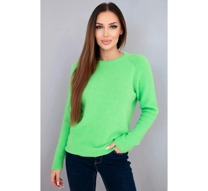 Dámský svetr z baby alpaky s dlouhým rukávem neonově zelený