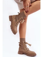 Dámské botky se šňůrkou a světle béžovou podkolenkou Gentiana