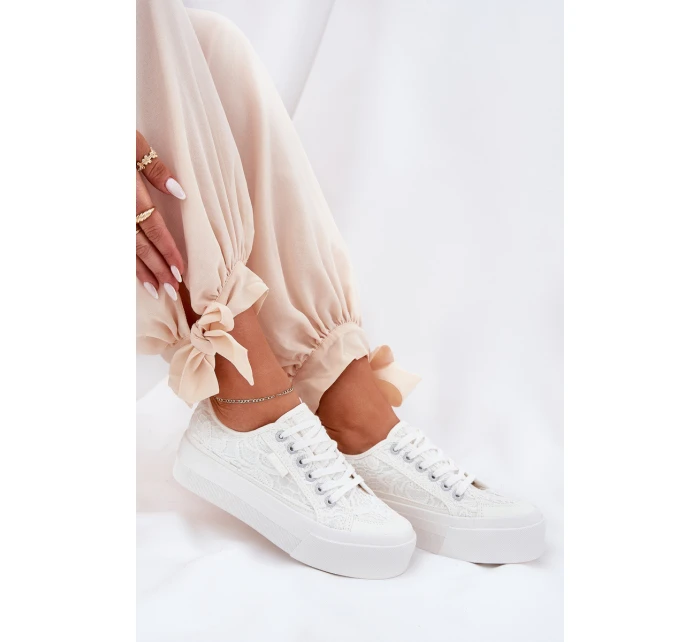 Dámské Krajkové Tenisky Big Star RR274747 Bílé