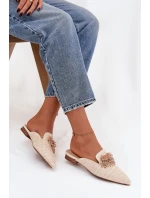 Dámské pantofle s ozdobou Béžové model 21747685 - Boto Dámské pantofle s ozdobou Béžové model 21747685 - Boto