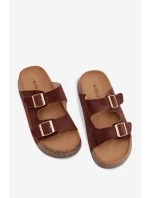 Dámské pantofle na korkové platformě se zlatými sponami model 21919300 - EVENTO