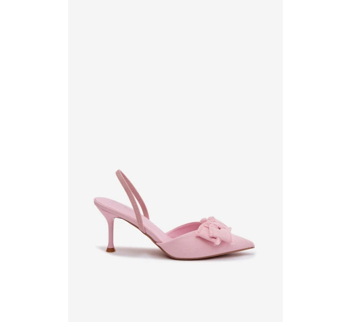 Dámské sandály na podpatku s mašlí Růžové Hestia