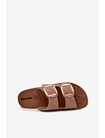 Dámské pantofle se zlatými sponami model 22094931 světle hnědé - Inblu Dámské pantofle se zlatými sponami model 22094931 světle hnědé - Inblu