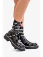 Lakované kotníkové boty s ozdobou černé Kikizelle Lakované kotníkové boty s ozdobou černé Kikizelle