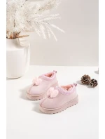 Dětské sněhule s výšivkou a mašličkou Daven – růžové Dětské sněhule s výšivkou a mašličkou Daven – růžové